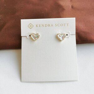 Kendra Scott Ari Heart Gold Dichroic Glass Stud Earrings